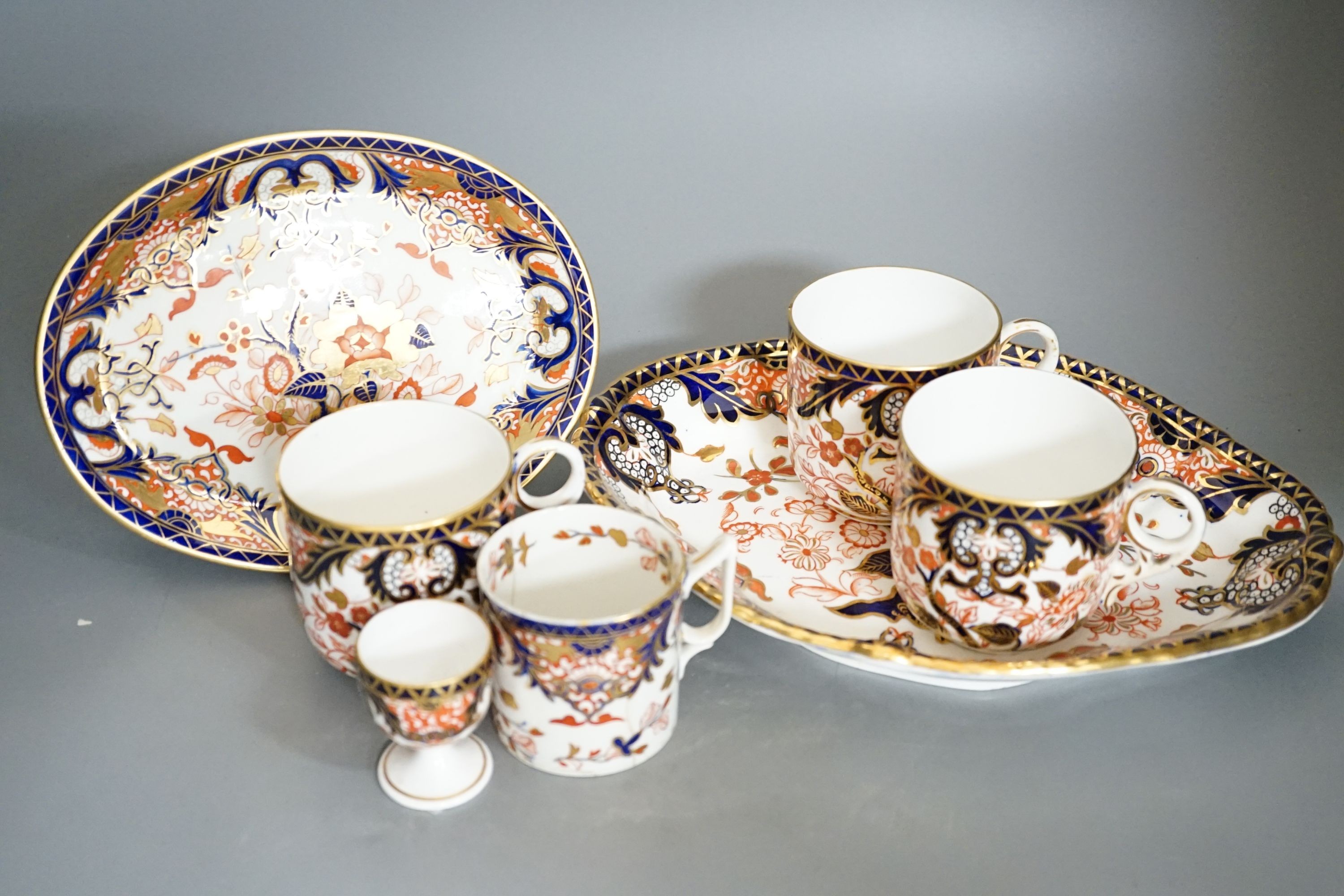 A collection of 19th century Derby Imari pattern tea, coffee and breakfast wares, predominantly pattern number 387
